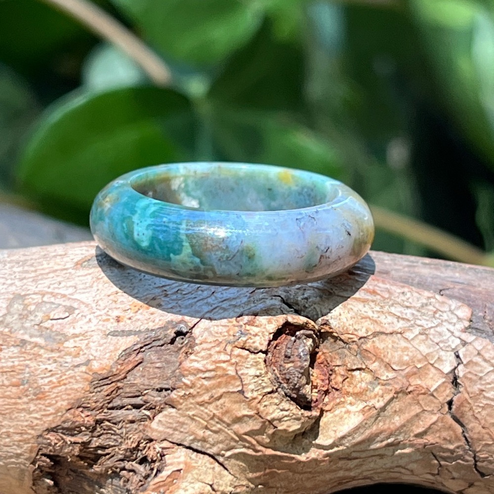 Size 8.75 multi color moss agate ring 1487